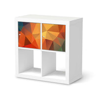 Möbelfolie Polygon - IKEA Kallax Regal 2 Türen Quer  - weiss