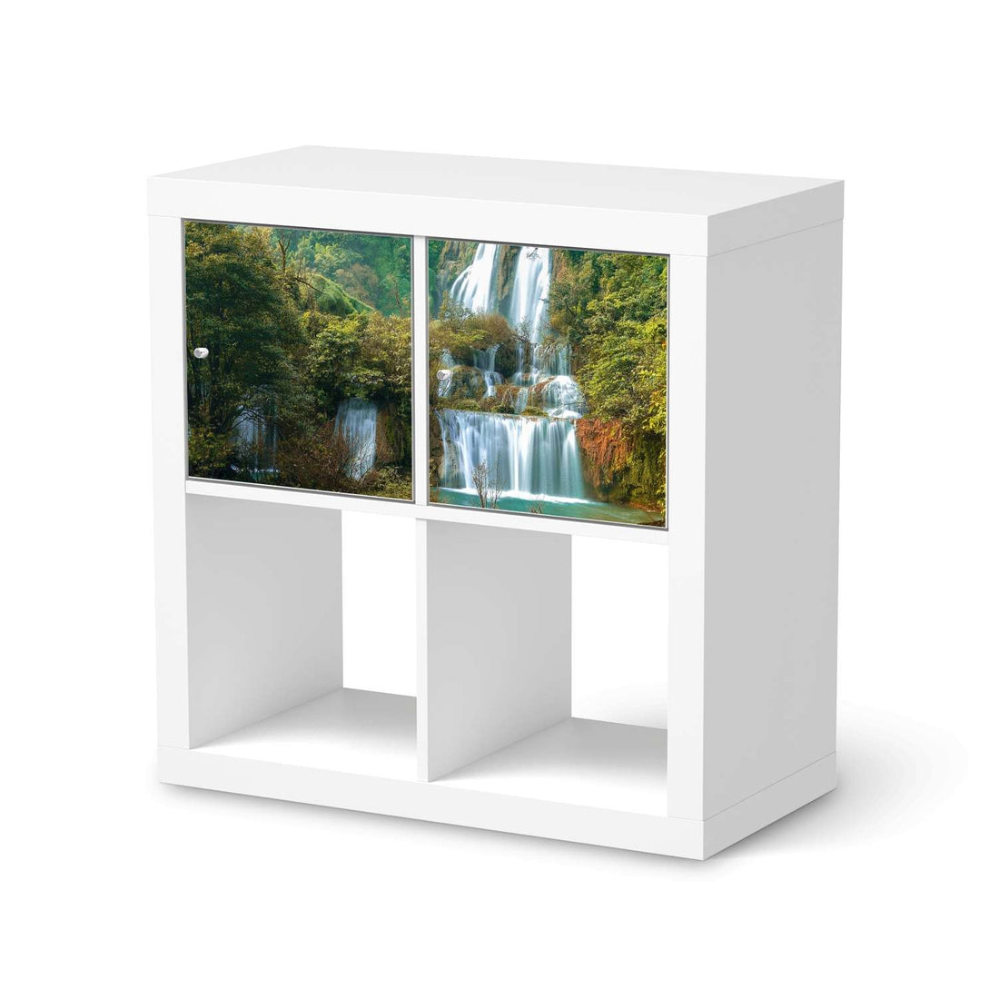 Möbelfolie Rainforest - IKEA Kallax Regal 2 Türen Quer  - weiss