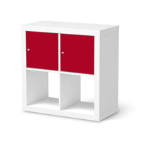 Möbelfolie Rot Dark - IKEA Kallax Regal 2 Türen Quer  - weiss