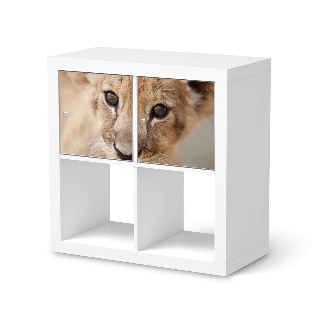 Möbelfolie Simba - IKEA Kallax Regal 2 Türen Quer  - weiss