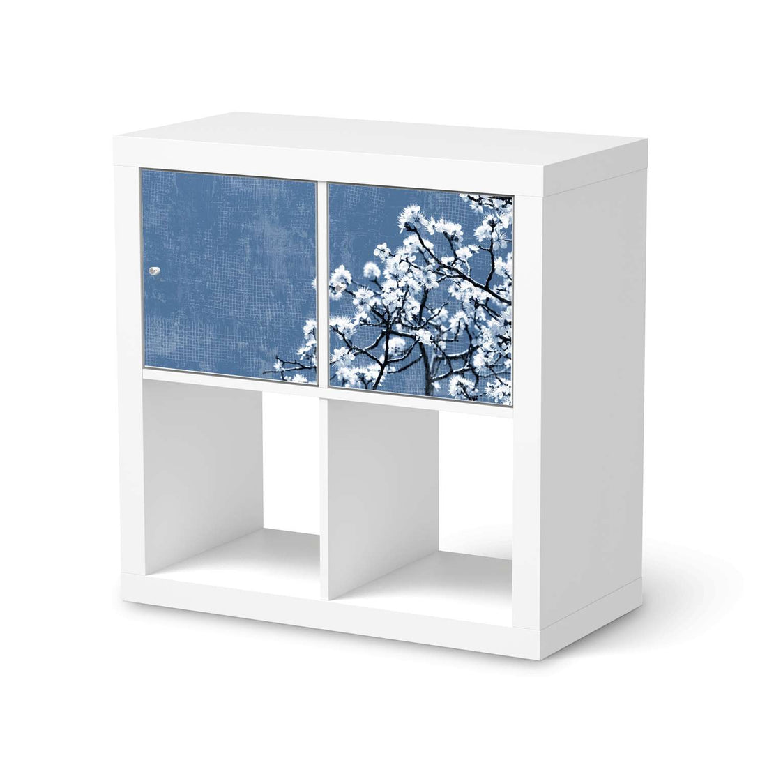 Möbelfolie Spring Tree - IKEA Kallax Regal 2 Türen Quer  - weiss