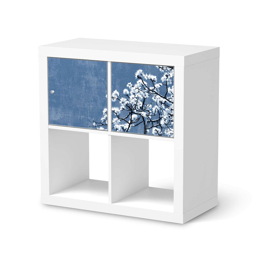 Möbelfolie Spring Tree - IKEA Kallax Regal 2 Türen Quer  - weiss