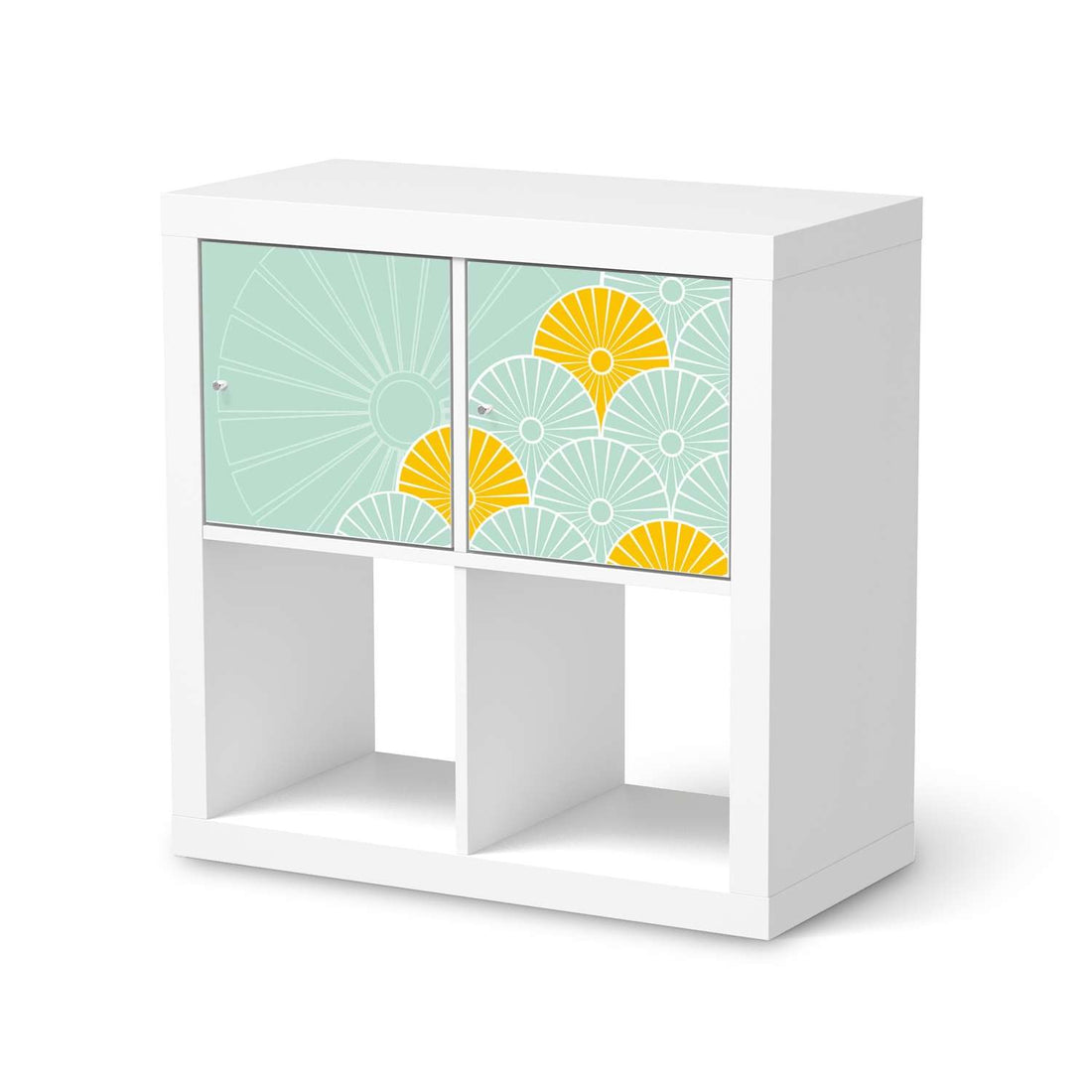 Möbelfolie Spring - IKEA Kallax Regal 2 Türen Quer  - weiss