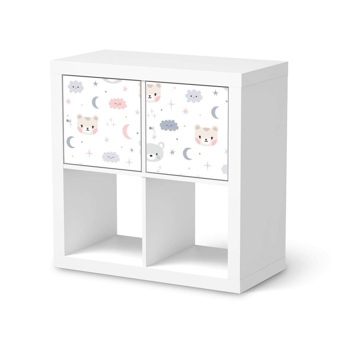 Möbelfolie Sweet Dreams - IKEA Kallax Regal 2 Türen Quer  - weiss