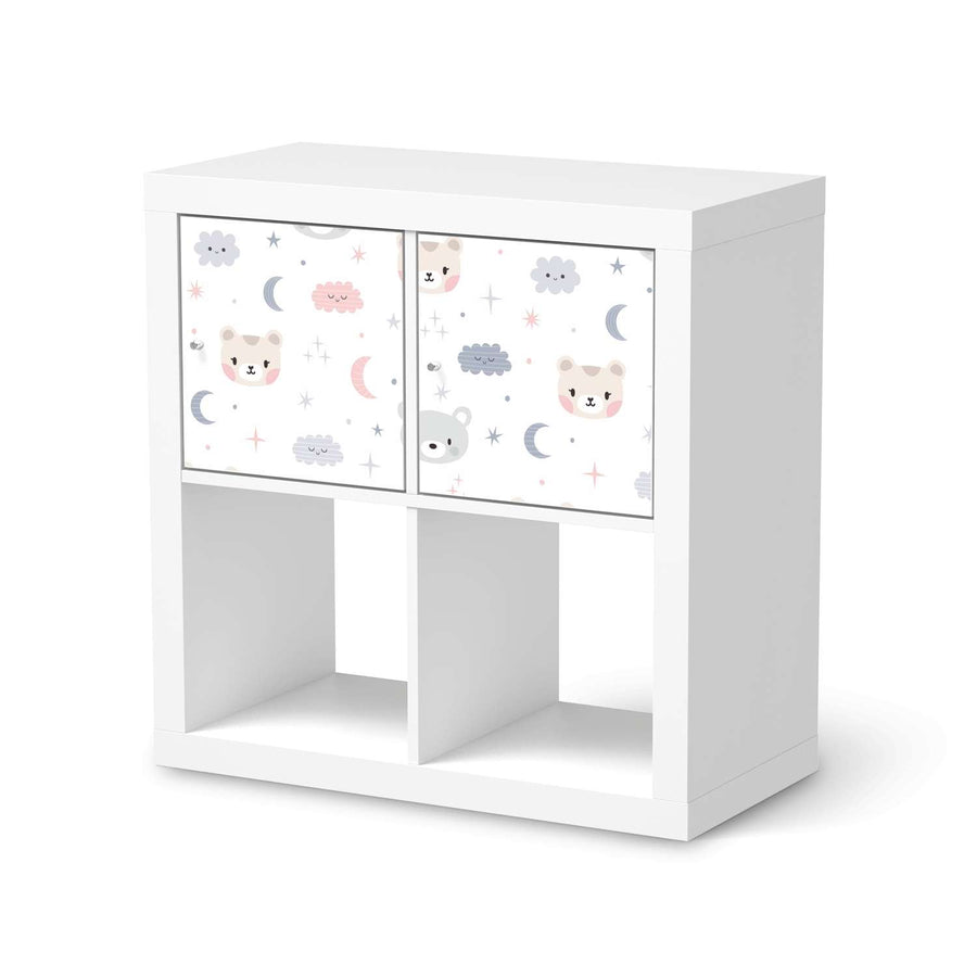 Möbelfolie Sweet Dreams - IKEA Kallax Regal 2 Türen Quer  - weiss
