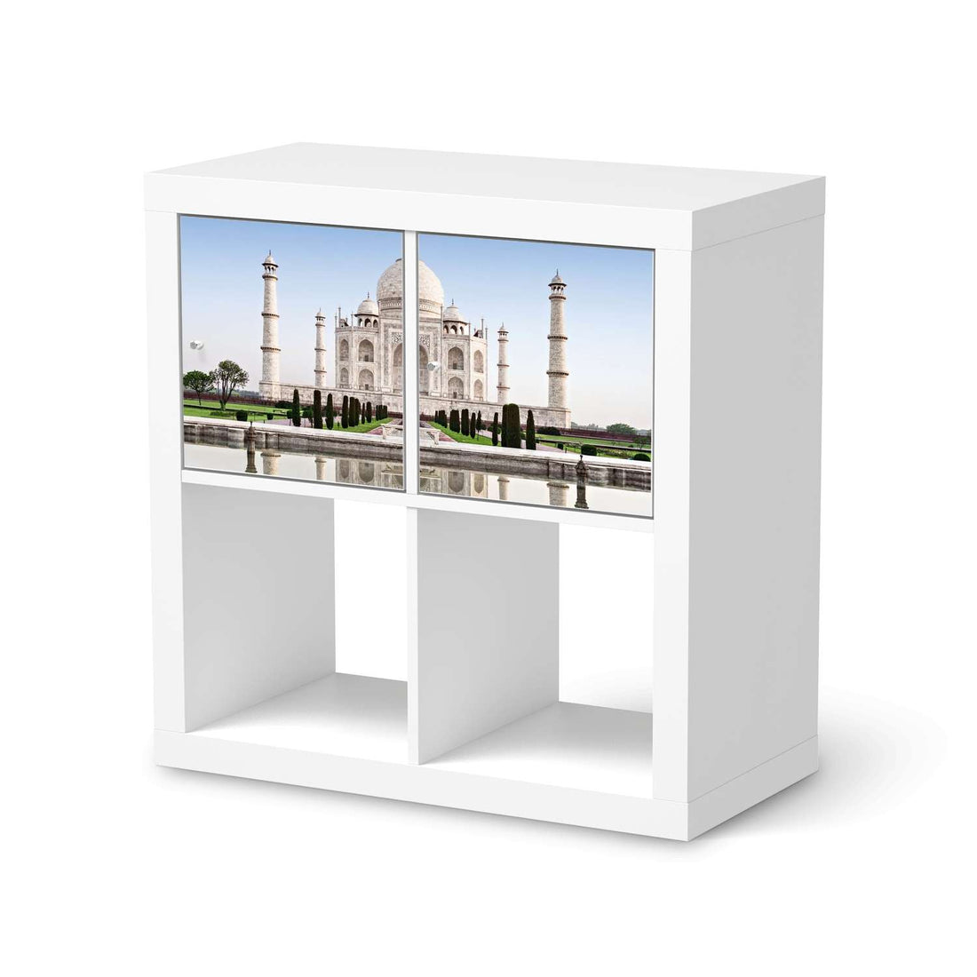 Möbelfolie Taj Mahal - IKEA Kallax Regal 2 Türen Quer  - weiss