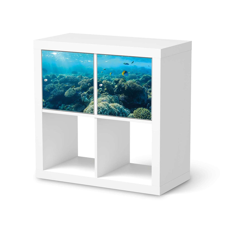 Möbelfolie Underwater World - IKEA Kallax Regal 2 Türen Quer  - weiss