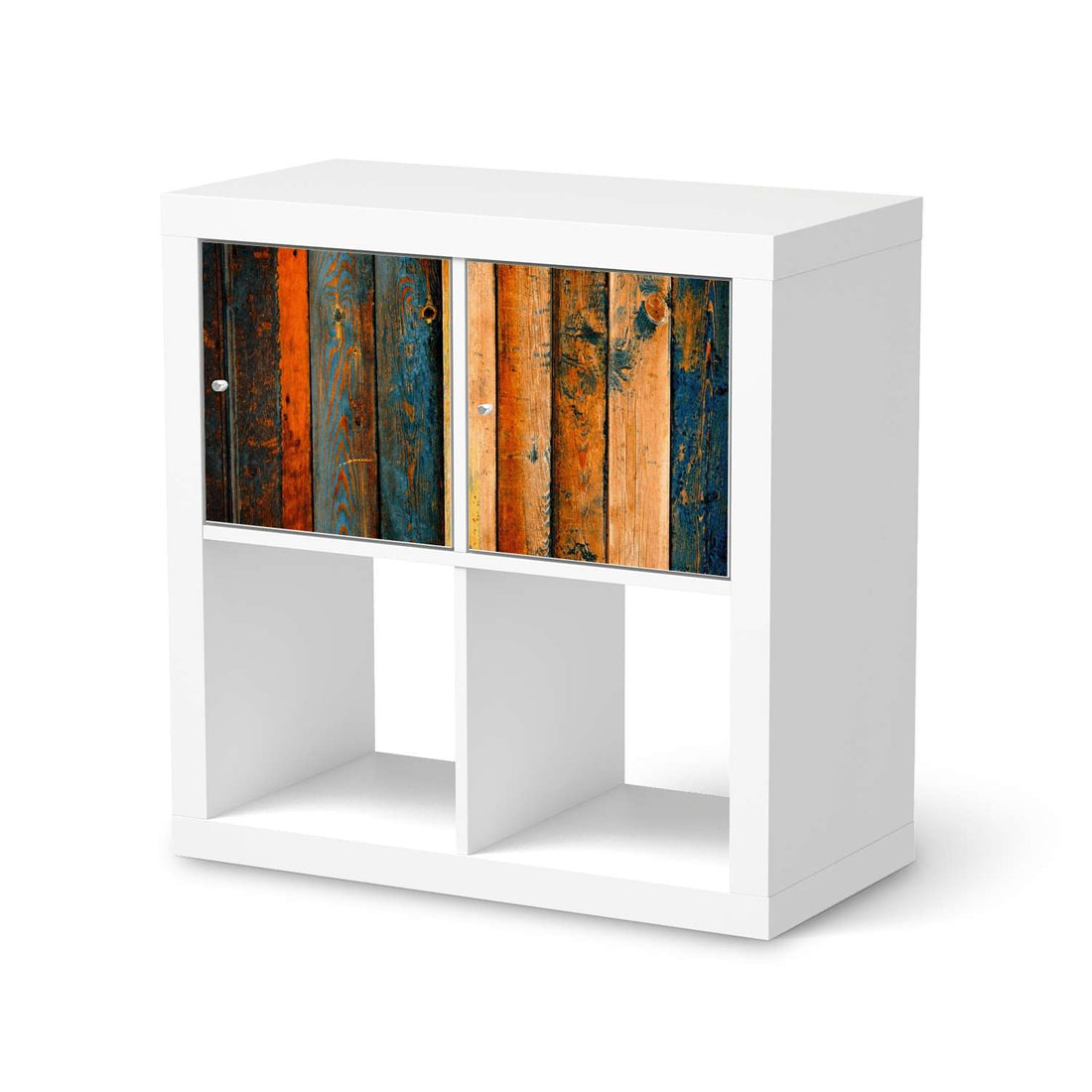 Möbelfolie Wooden - IKEA Kallax Regal 2 Türen Quer  - weiss