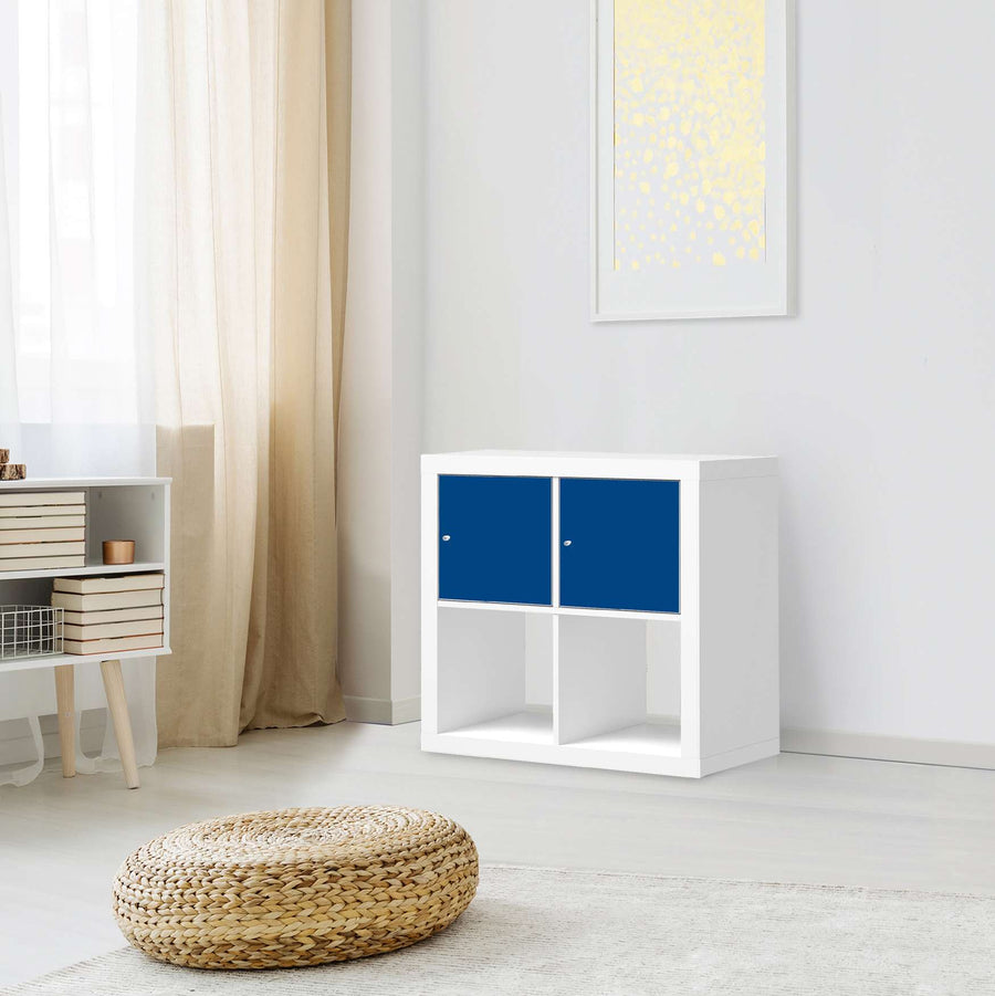 Möbelfolie Blau Dark - IKEA Kallax Regal 2 Türen Quer - Wohnzimmer