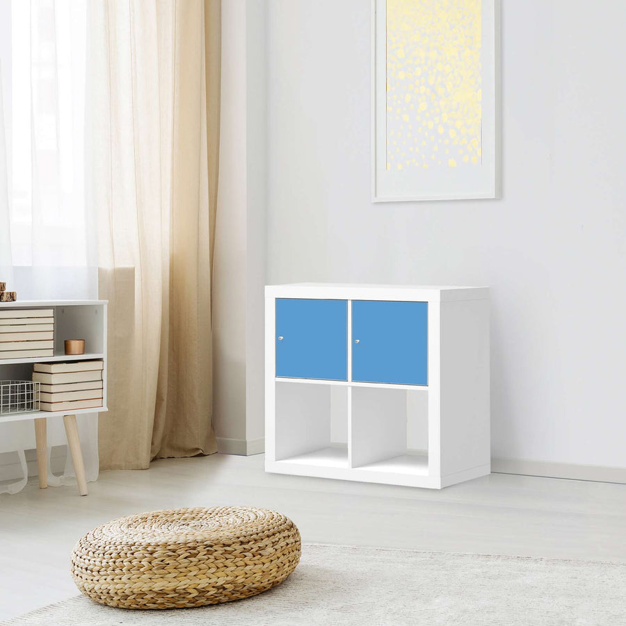 Möbelfolie Blau Light - IKEA Kallax Regal 2 Türen Quer - Wohnzimmer