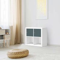 Möbelfolie Blaugrau Light - IKEA Kallax Regal 2 Türen Quer - Wohnzimmer