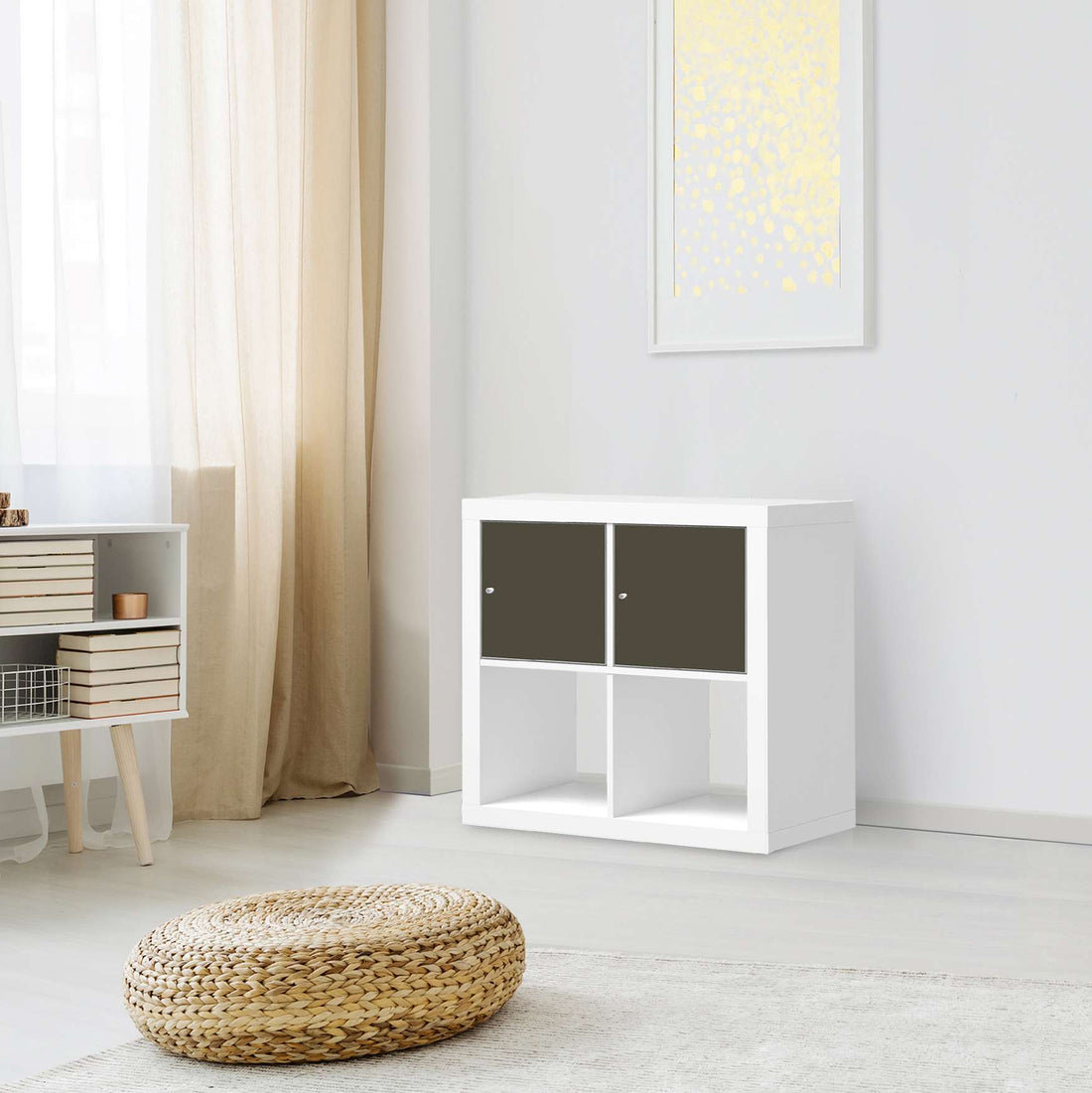 Möbelfolie Braungrau Dark - IKEA Kallax Regal 2 Türen Quer - Wohnzimmer