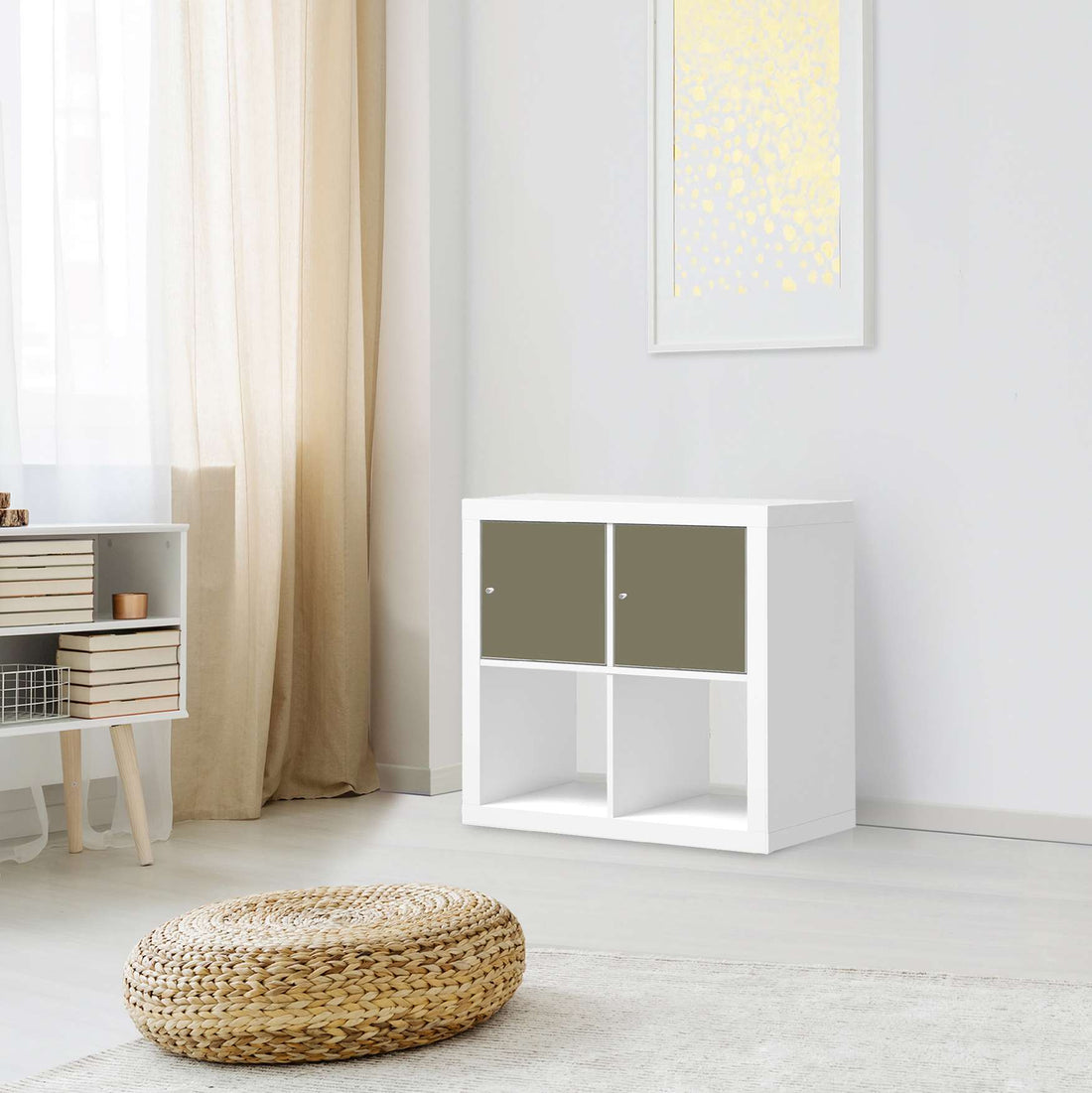 Möbelfolie Braungrau Light - IKEA Kallax Regal 2 Türen Quer - Wohnzimmer