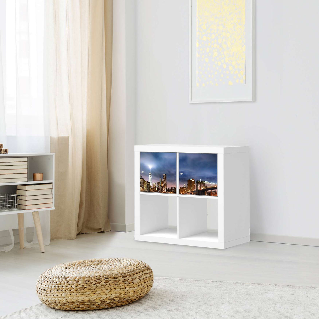 Möbelfolie Brooklyn Bridge - IKEA Kallax Regal 2 Türen Quer - Wohnzimmer