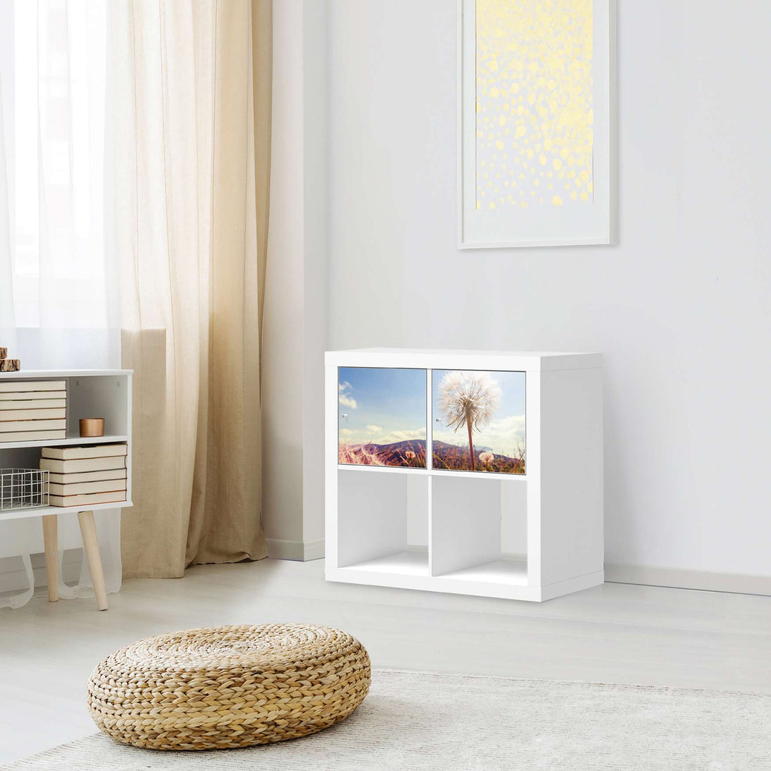 Möbelfolie Dandelion - IKEA Kallax Regal 2 Türen Quer - Wohnzimmer