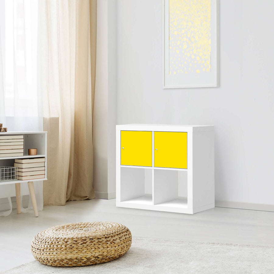 Möbelfolie Gelb Dark - IKEA Kallax Regal 2 Türen Quer - Wohnzimmer