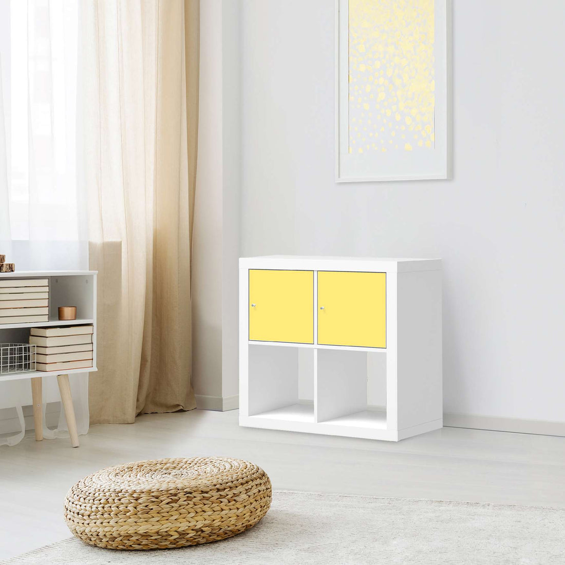 Möbelfolie Gelb Light - IKEA Kallax Regal 2 Türen Quer - Wohnzimmer