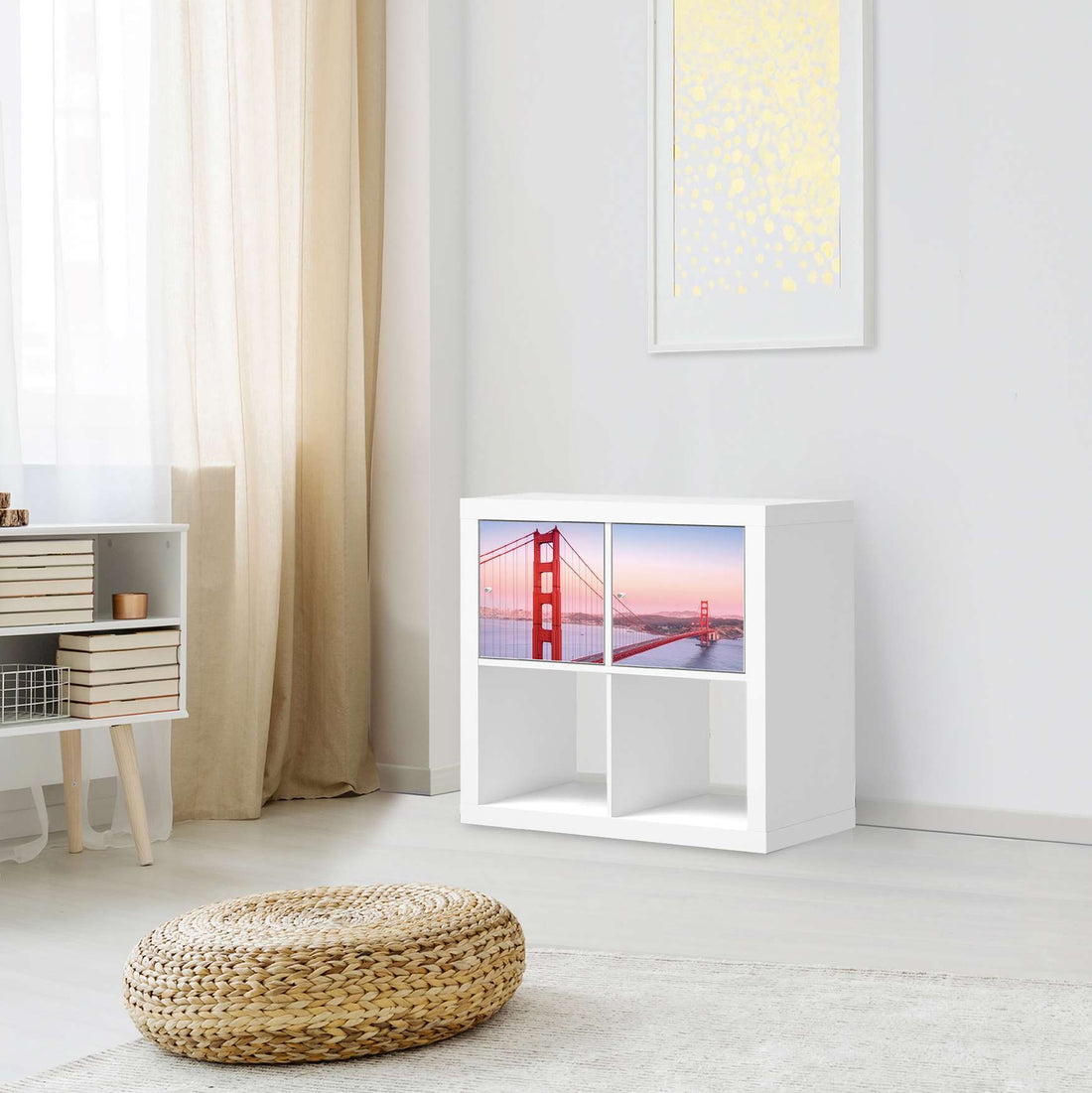 Möbelfolie Golden Gate - IKEA Kallax Regal 2 Türen Quer - Wohnzimmer