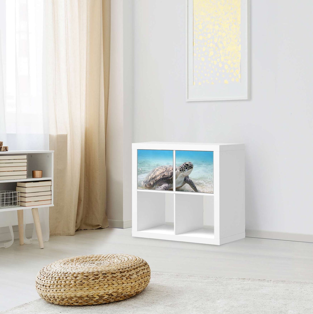Möbelfolie Green Sea Turtle - IKEA Kallax Regal 2 Türen Quer - Wohnzimmer