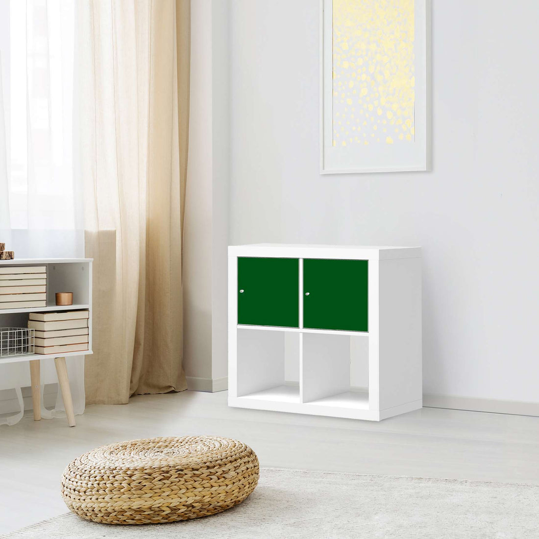 Möbelfolie Grün Dark - IKEA Kallax Regal 2 Türen Quer - Wohnzimmer