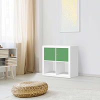Möbelfolie Grün Light - IKEA Kallax Regal 2 Türen Quer - Wohnzimmer