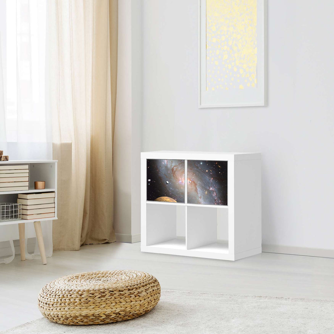 Möbelfolie Milky Way - IKEA Kallax Regal 2 Türen Quer - Wohnzimmer