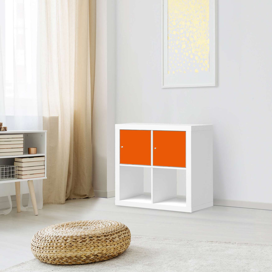 Möbelfolie Orange Dark - IKEA Kallax Regal 2 Türen Quer - Wohnzimmer