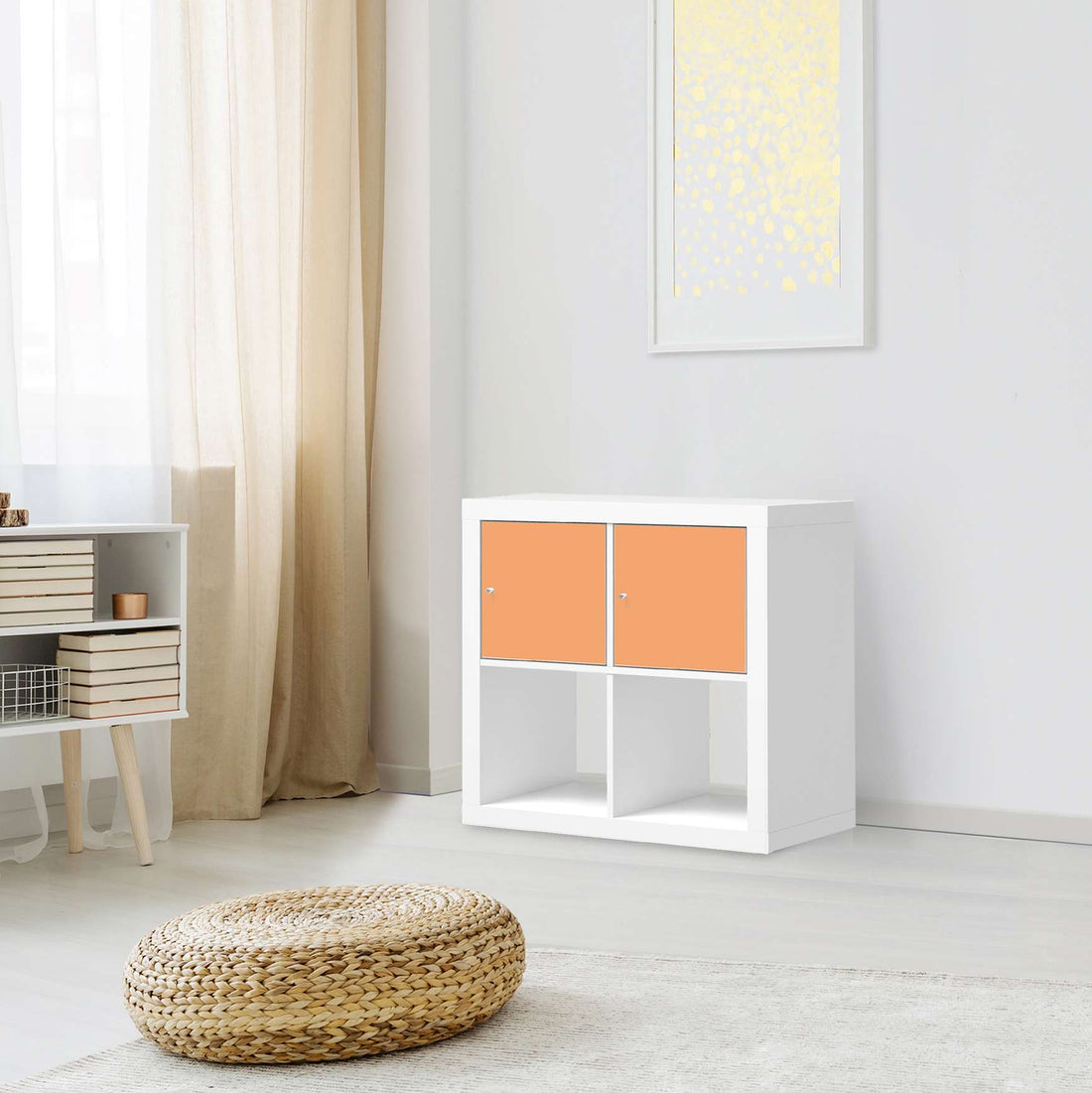 Möbelfolie Orange Light - IKEA Kallax Regal 2 Türen Quer - Wohnzimmer