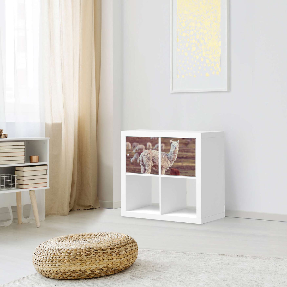 Möbelfolie Pako - IKEA Kallax Regal 2 Türen Quer - Wohnzimmer