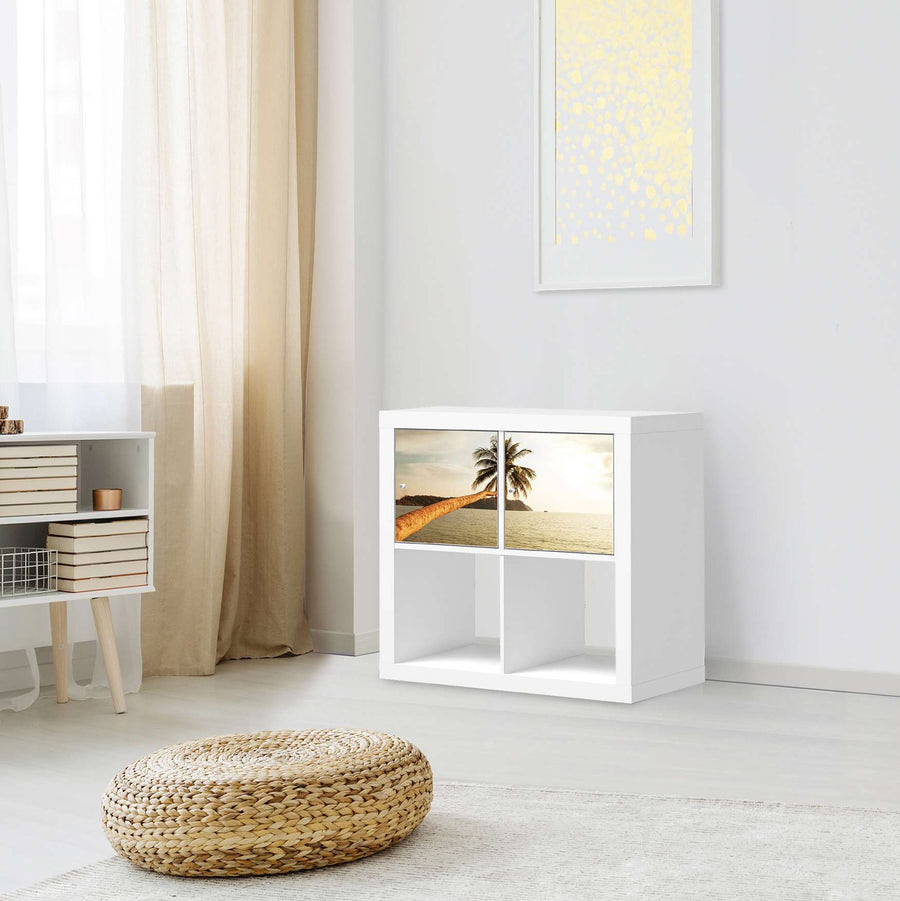 Möbelfolie Paradise - IKEA Kallax Regal 2 Türen Quer - Wohnzimmer
