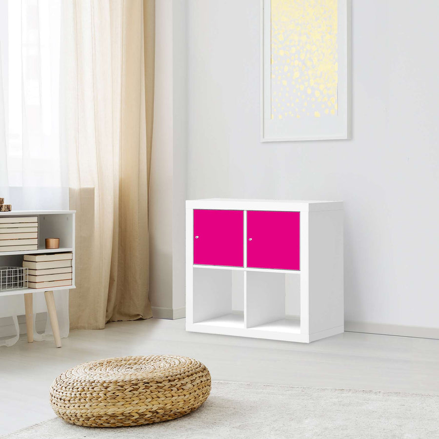 Möbelfolie Pink Dark - IKEA Kallax Regal 2 Türen Quer - Wohnzimmer
