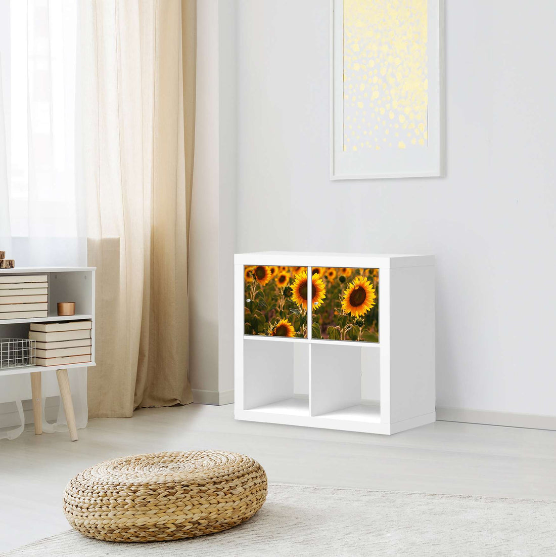 Möbelfolie Sunflowers - IKEA Kallax Regal 2 Türen Quer - Wohnzimmer