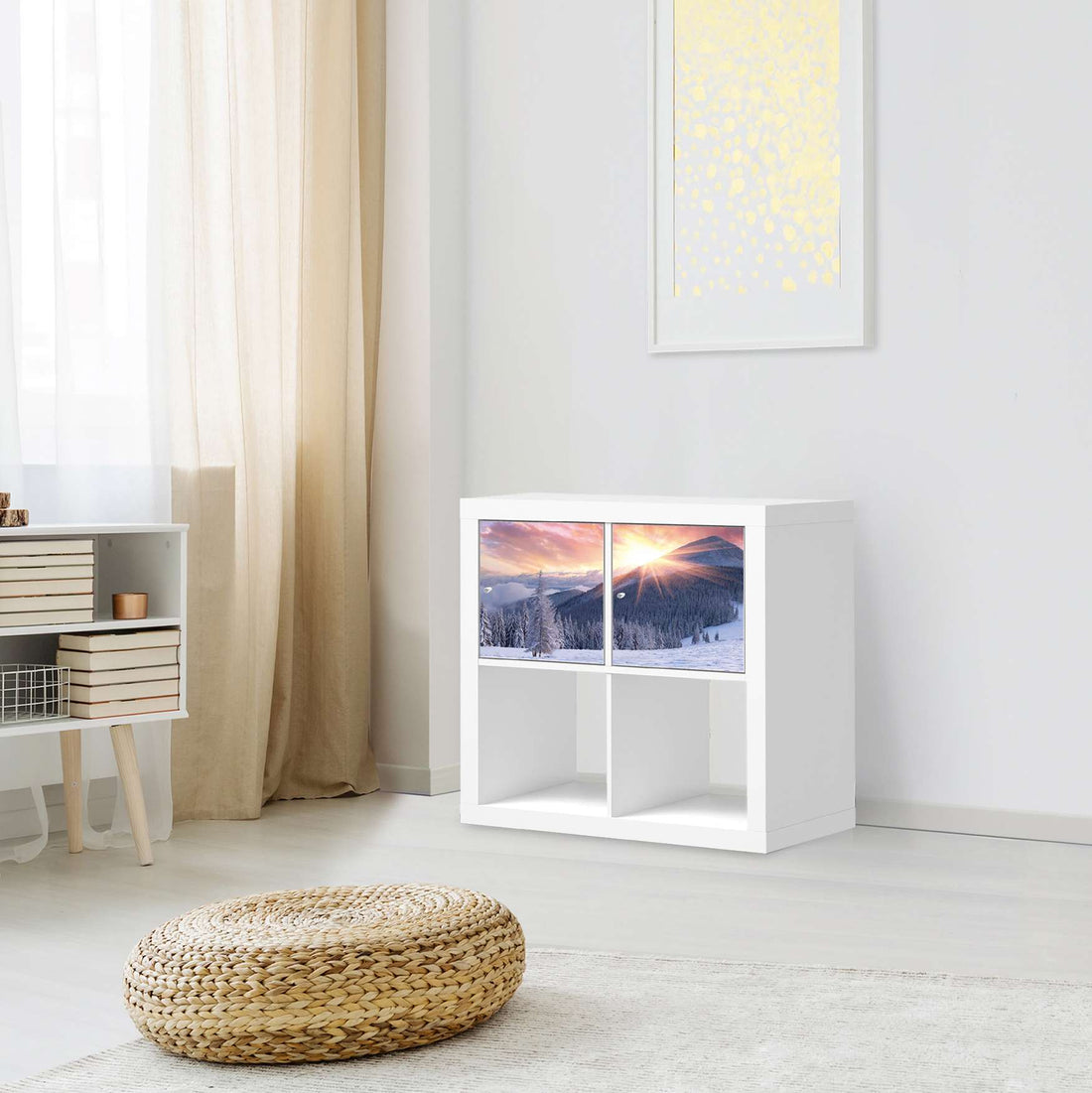 Möbelfolie Zauberhafte Winterlandschaft - IKEA Kallax Regal 2 Türen Quer - Wohnzimmer