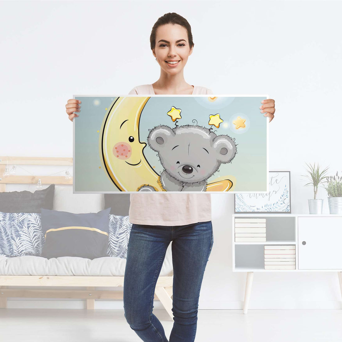 Möbelfolie Teddy und Mond - IKEA Kallax Regal [oben] - Folie