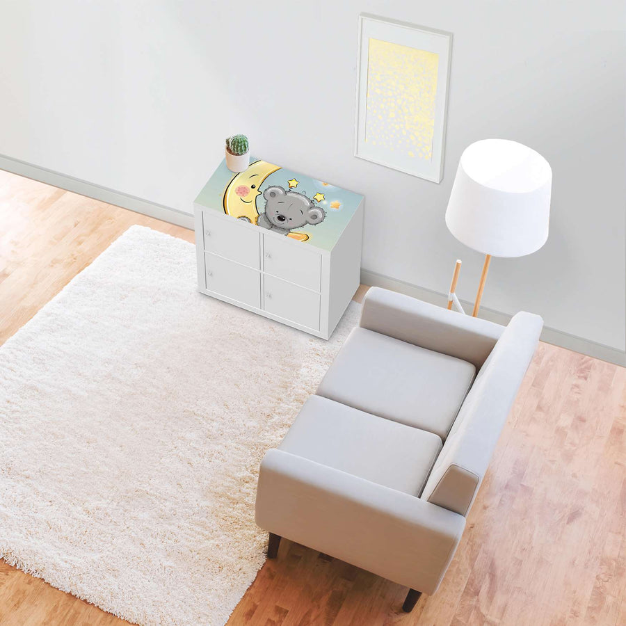 Möbelfolie Teddy und Mond - IKEA Kallax Regal [oben] - Kinderzimmer