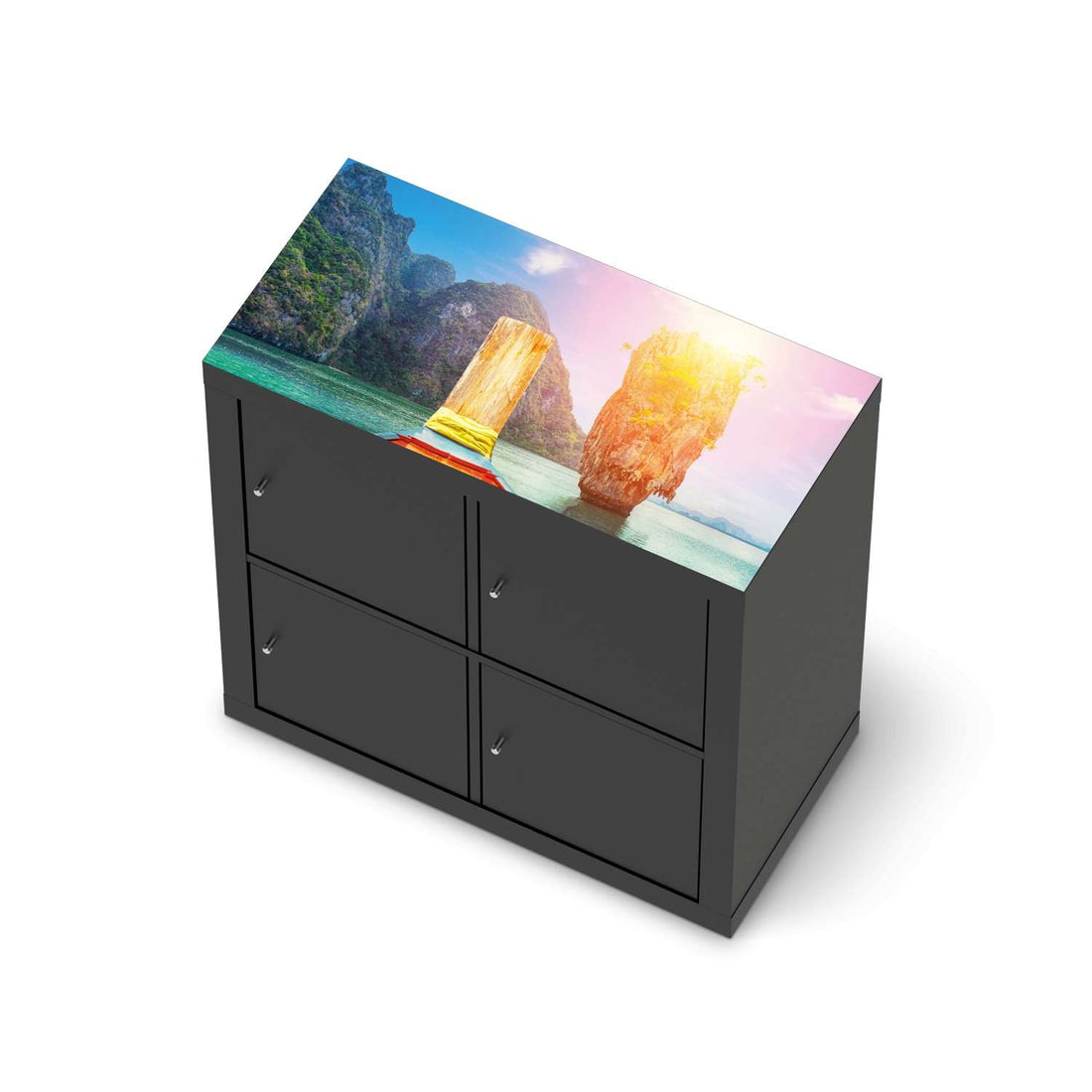 Möbelfolie Blue Water Lagoon - IKEA Kallax Regal [oben] - schwarz