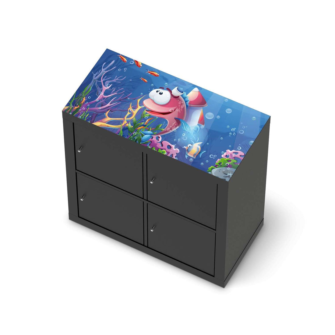 Möbelfolie Bubbles - IKEA Kallax Regal [oben] - schwarz