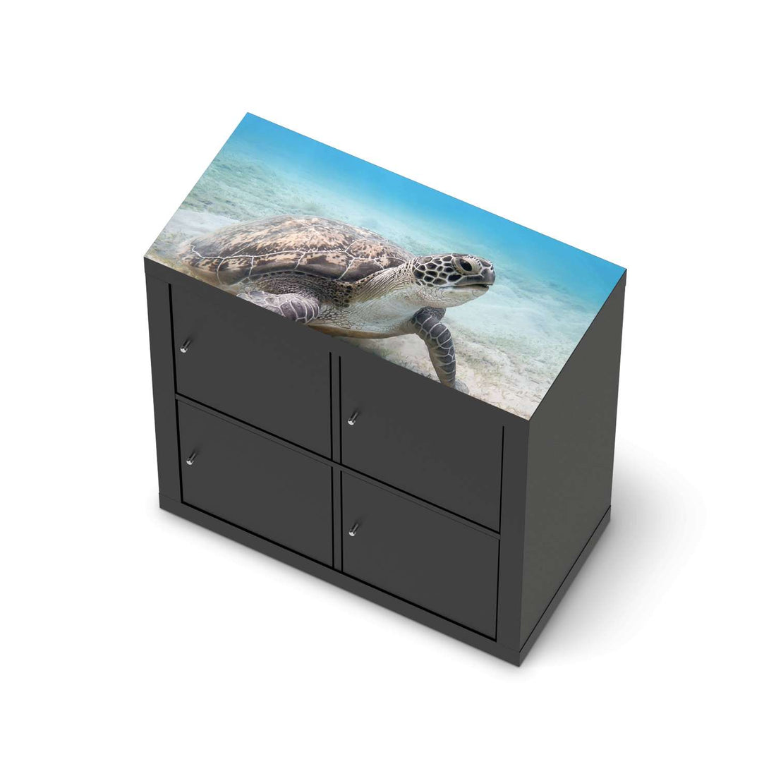 Möbelfolie Green Sea Turtle - IKEA Kallax Regal [oben] - schwarz