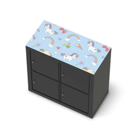 Möbelfolie Rainbow Unicorn - IKEA Kallax Regal [oben] - schwarz