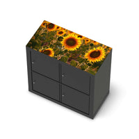 Möbelfolie Sunflowers - IKEA Kallax Regal [oben] - schwarz