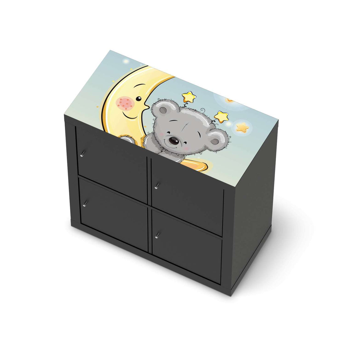 Möbelfolie Teddy und Mond - IKEA Kallax Regal [oben] - schwarz