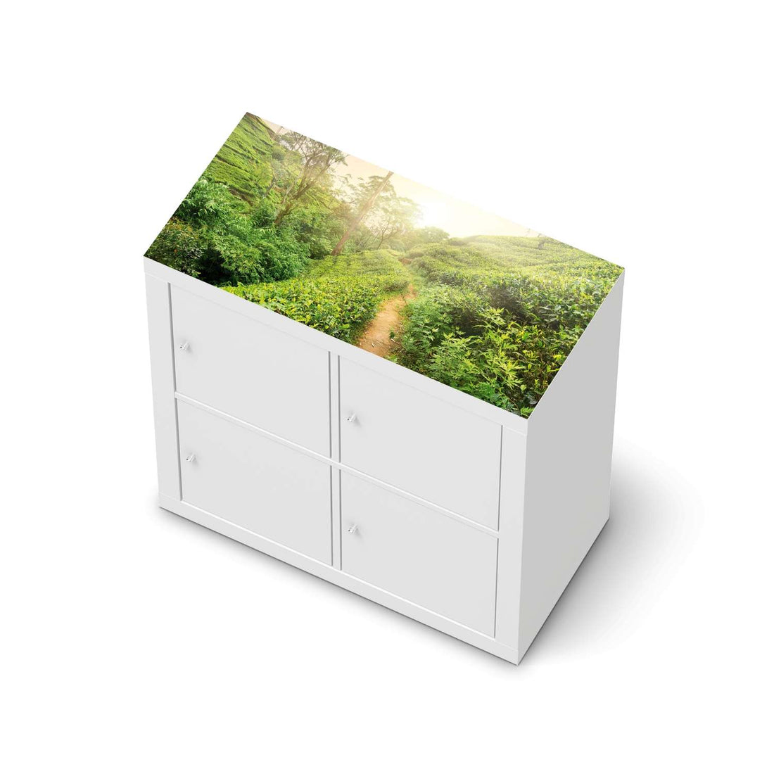 Möbelfolie Green Tea Fields - IKEA Kallax Regal [oben]  - weiss