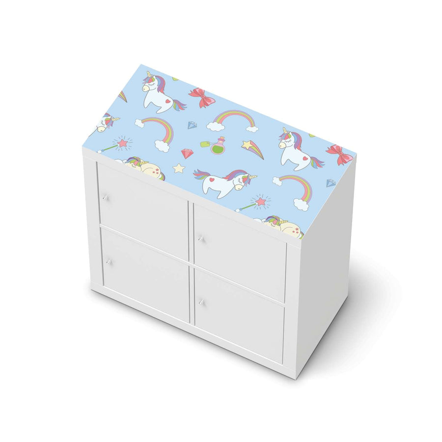 Möbelfolie Rainbow Unicorn - IKEA Kallax Regal [oben]  - weiss