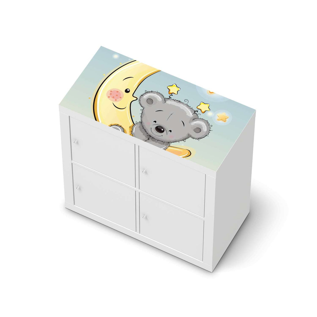 Möbelfolie Teddy und Mond - IKEA Kallax Regal [oben]  - weiss