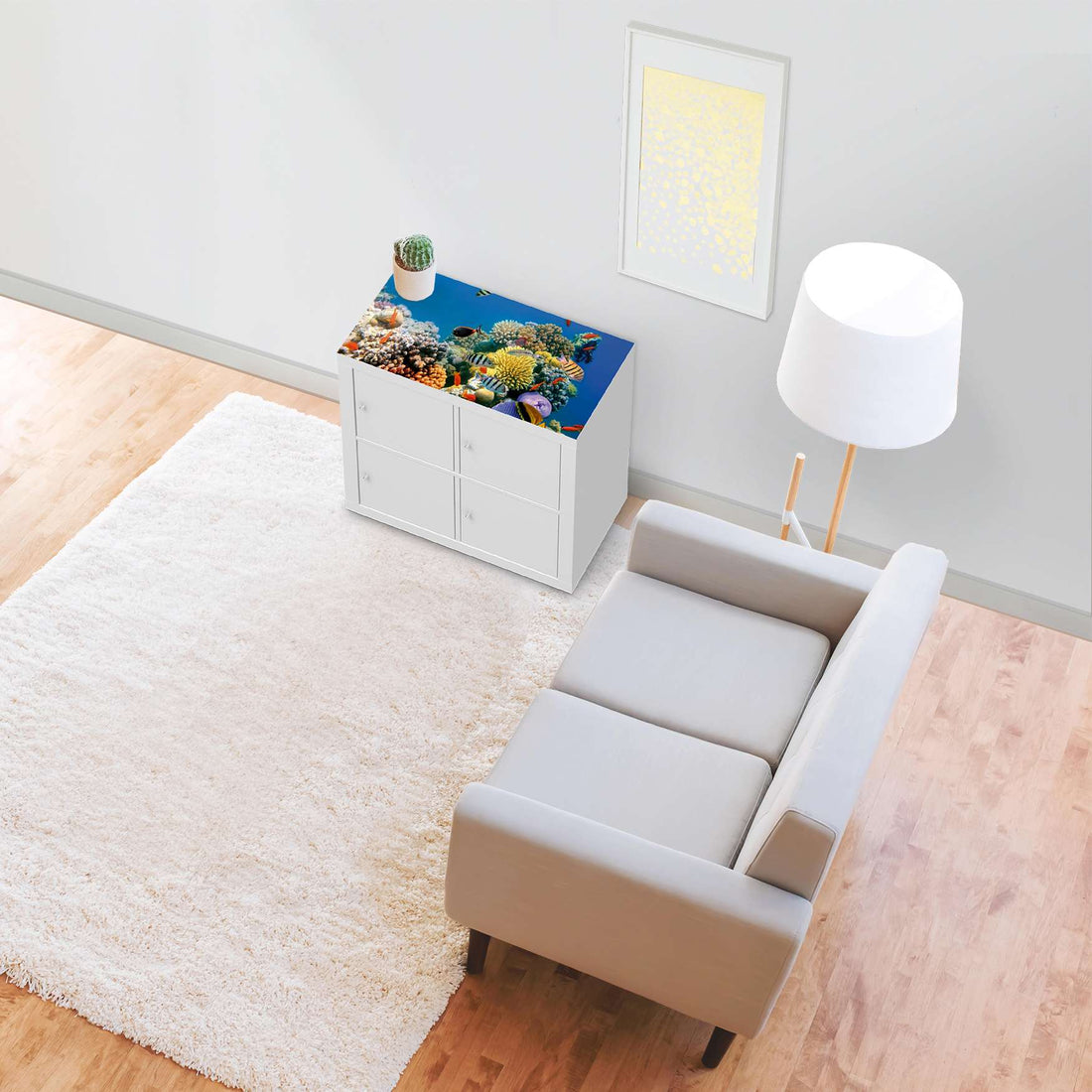 Möbelfolie Coral Reef - IKEA Kallax Regal [oben] - Wohnzimmer