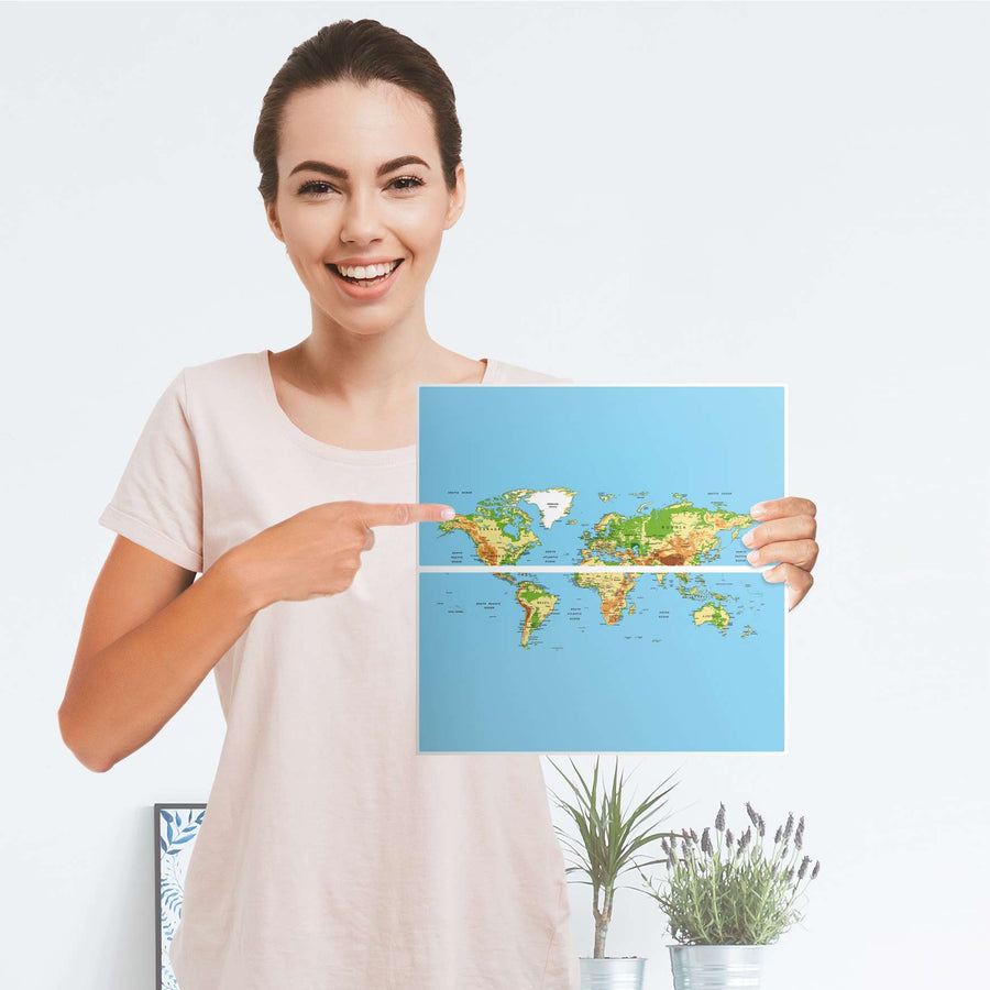 Möbelfolie Geografische Weltkarte - IKEA Kallax Regal Schubladen - Folie