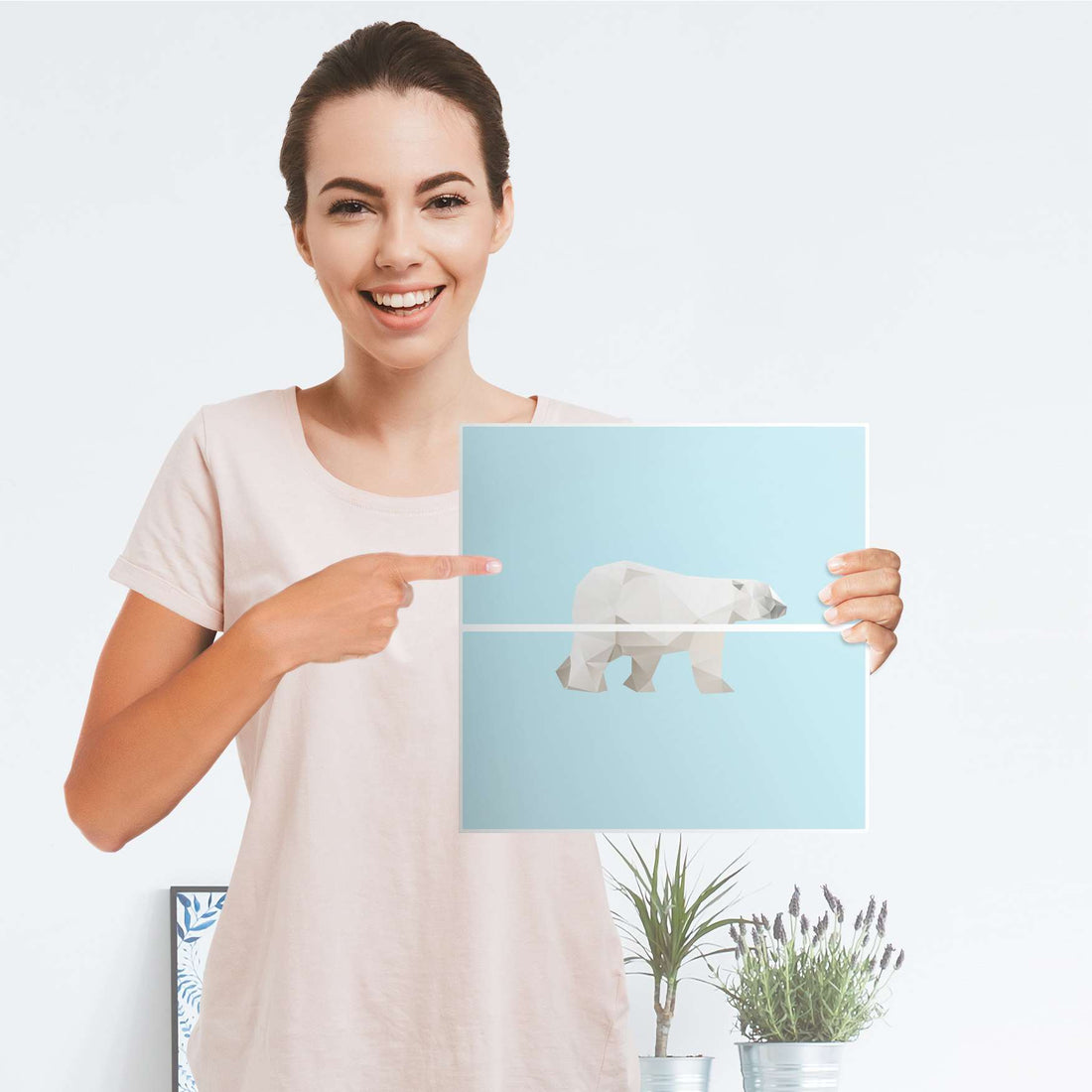 Möbelfolie Origami Polar Bear - IKEA Kallax Regal Schubladen - Folie