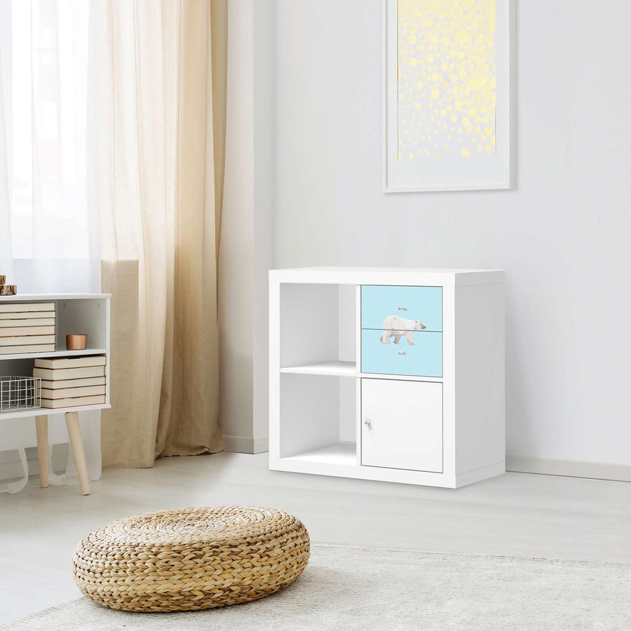 Möbelfolie Origami Polar Bear - IKEA Kallax Regal Schubladen - Kinderzimmer