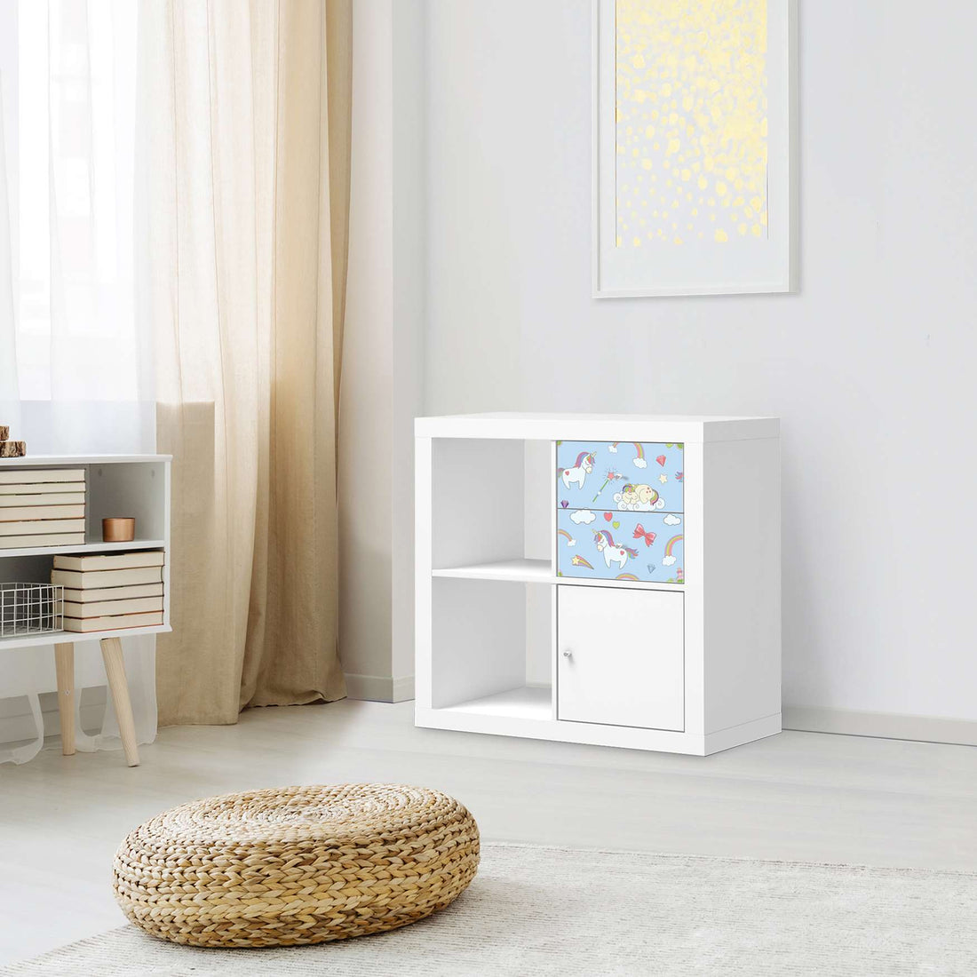 Möbelfolie Rainbow Unicorn - IKEA Kallax Regal Schubladen - Kinderzimmer