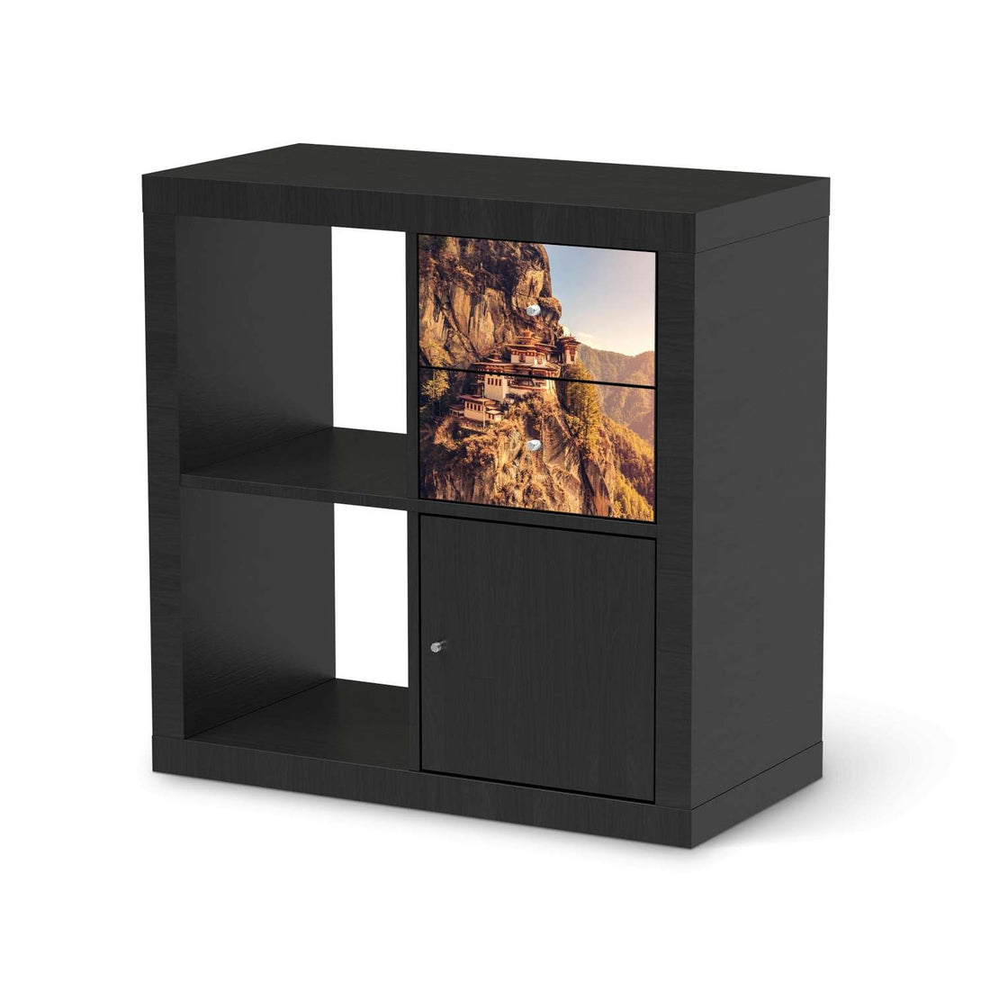 Möbelfolie Bhutans Paradise - IKEA Kallax Regal Schubladen - schwarz